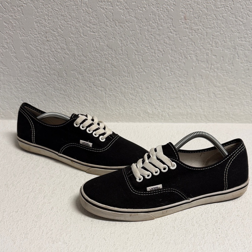 Vans Unisex Black and White Canvas Sneakers Woman 7